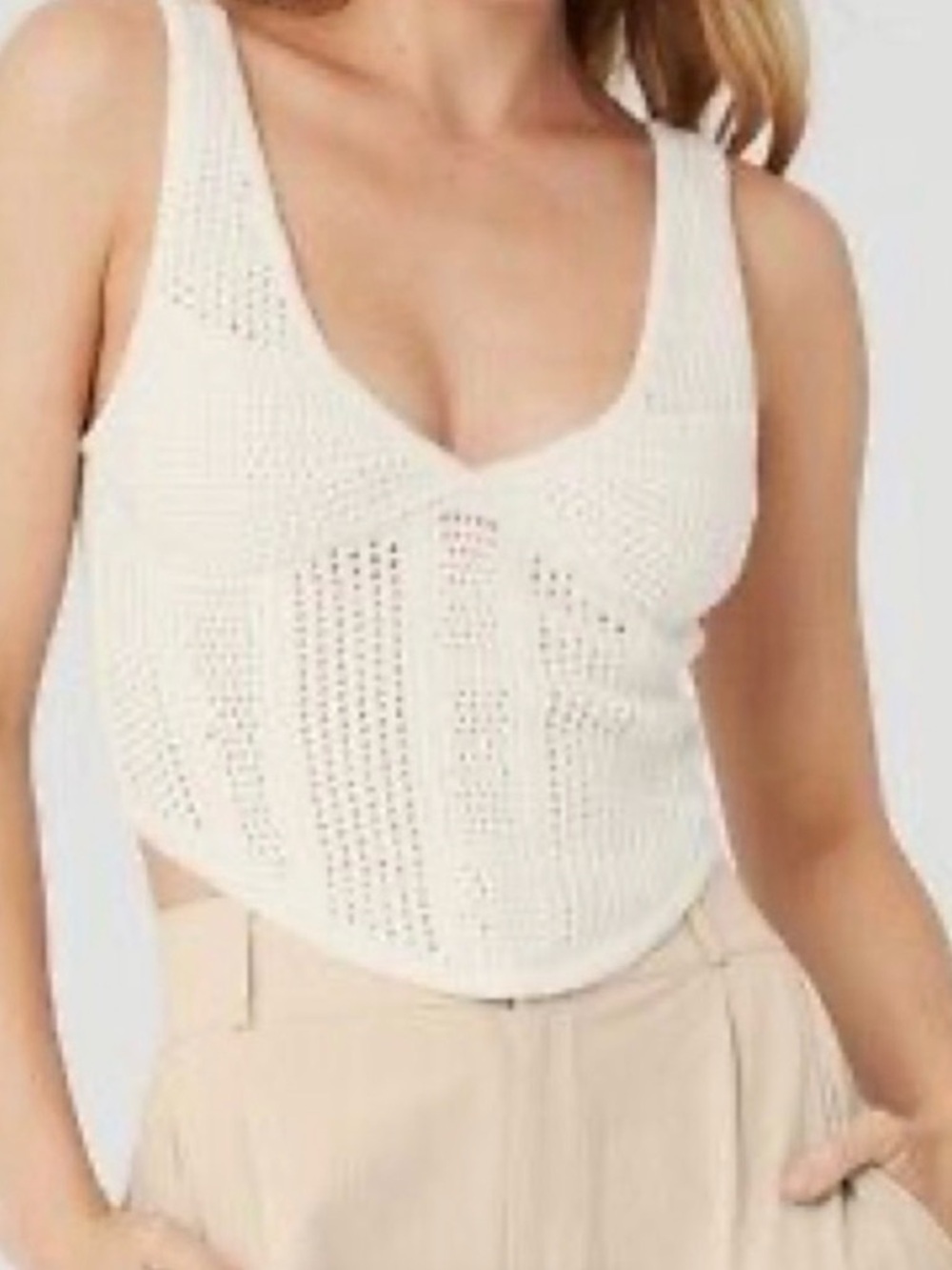 ALO Yoga White Textured Knit Bralette